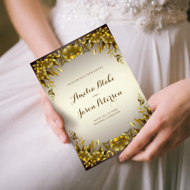 壊れた白の豪華なregal金ゴールドの結婚枠 招待状