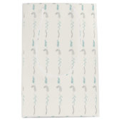 壊れた白地に花の落書き ミディアムペーパーバッグ (正面)