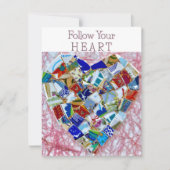 壊れた磁器タイルハートアートグリーティングカード 招待状 (正面)