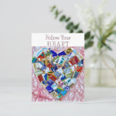 壊れた磁器タイルハートアートグリーティングカード 招待状 (スタンド正面)