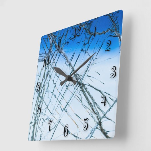 壊れた窓 スクエア壁時計 (傾斜)