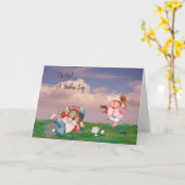 壊れた脚のキッズカードと野球動物 カード (黄色い花)