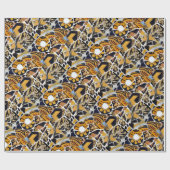 壊れた芸術的タイルのコラージュ – 茶色の青い黒 ラッピングペーパー (フラット)