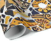 壊れた芸術的タイルのコラージュ – 茶色の青い黒 ラッピングペーパー (ロールコーナー)