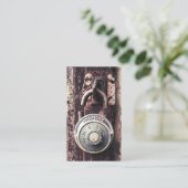 壊れた錆ついたアメリカの南京錠のセキュリティビジネス 名刺 (スタンド正面)