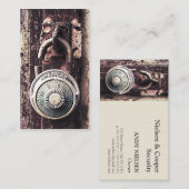 壊れた錆ついたアメリカの南京錠のセキュリティビジネス 名刺 (正面/裏面)