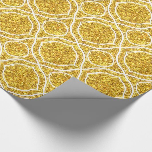 壊れた鏡グリッターと白い幾何学形状 ラッピングペーパー (角)