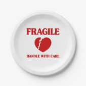壊れやすいハートハンドル気に付き ペーパープレート (正面)
