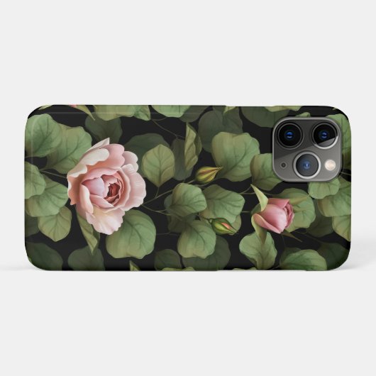 壊れやすいバラ。黒の花の模様 Case-Mate iPhoneケース (裏面(横))