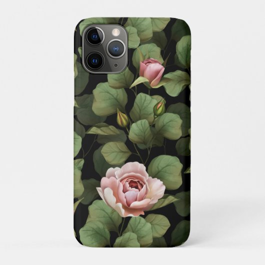 壊れやすいバラ。黒の花の模様 Case-Mate iPhoneケース (裏)