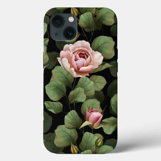 壊れやすいバラ。黒の花の模様 Case-Mate iPhoneケース (裏面)