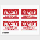 壊れやすいラベルレッド警告シッピングのシール 長方形シール (シート)