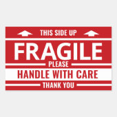 壊れやすいラベルレッド警告シッピングのシール 長方形シール (正面)