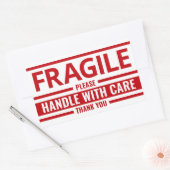 壊れやすいラベル赤い白い警告出荷のシール 長方形シール (封筒)