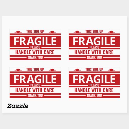 壊れやすいラベル赤い矢印警告出荷のステッカー 長方形シール (シート)