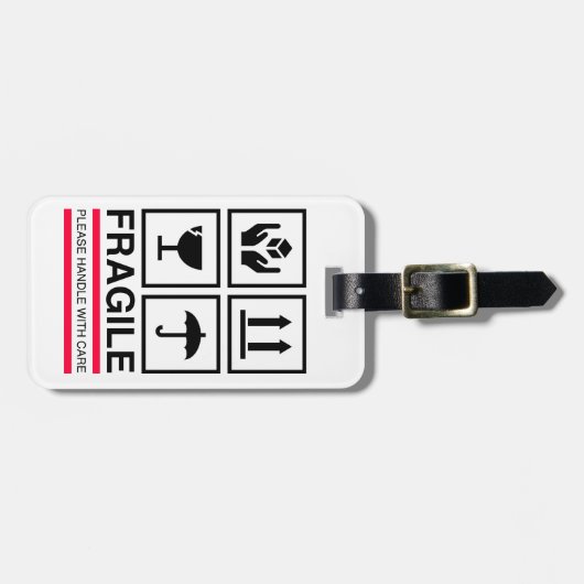 壊れやすい心配の写実的なラベルのデザインと扱って下さい ラゲッジタグ (正面横)