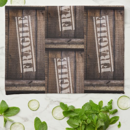 壊れやすい木箱のヴィンテージ キッチンタオル (折り畳み)