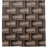 壊れやすい木箱ヴィンテージ出荷箱 シャワーカーテン (正面)