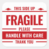 壊れやすい白い赤いラベルの警告発送シール スクエアシール (正面)