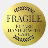 壊れやすい金ゴールドを取り扱気にえる ラウンドシール (正面)