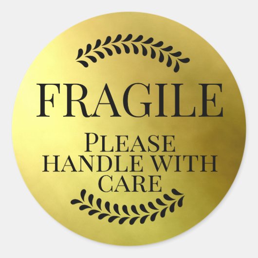 壊れやすい金ゴールドを取り扱気にえる ラウンドシール (正面)