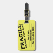 壊れやすい、黄色い心配と扱って下さい ラゲッジタグ (正面縦)