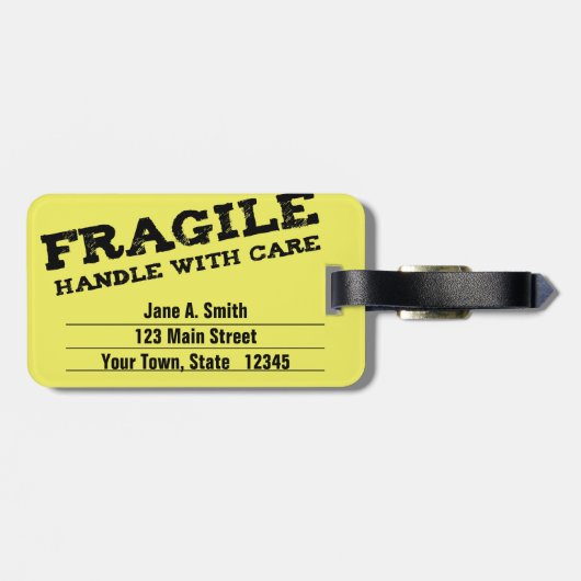壊れやすい、黄色い心配と扱って下さい ラゲッジタグ (裏面横)