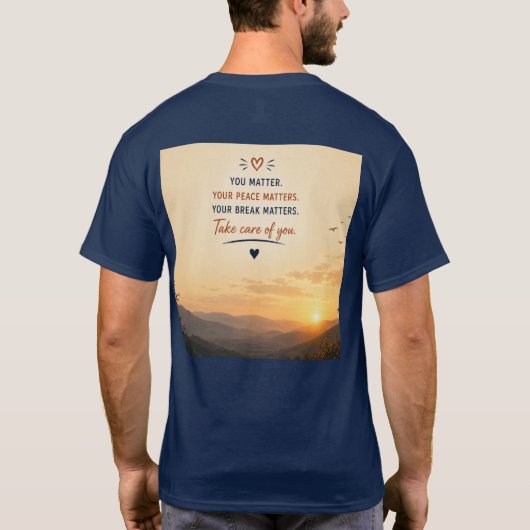 壊れる前に休憩を 名言アート Tシャツ (裏面)
