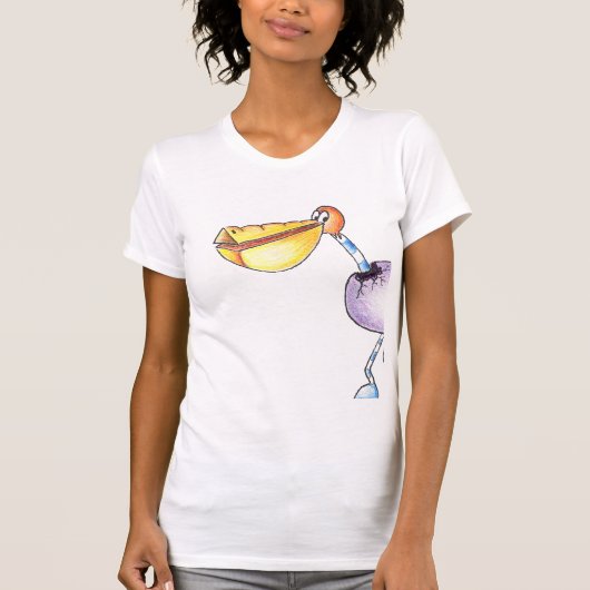 壊れ目の自由なペリカンの女性小柄いTシャツ Tシャツ (正面)