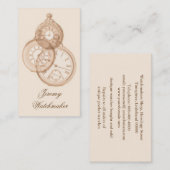 壊中時計の旧式な版木、銅版、版画 名刺 (正面/裏面)