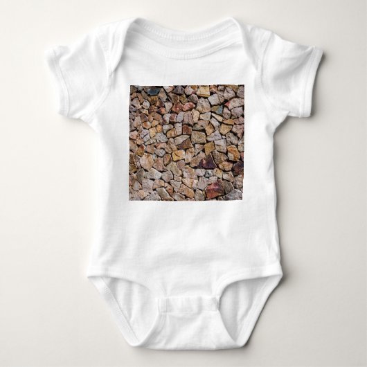 壊伝統的れた石積み壁 ベビーボディスーツ (正面)