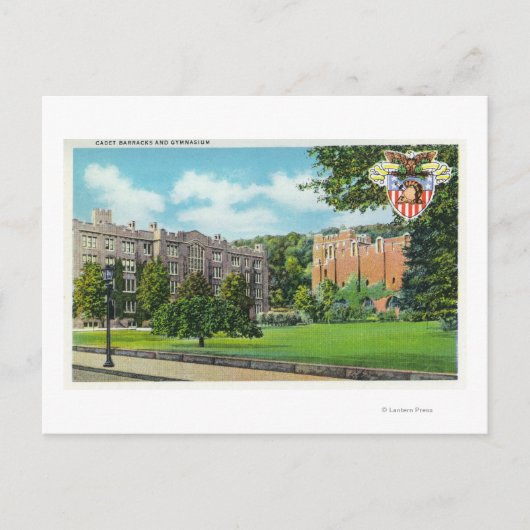 士官候補生兵舎と体育館の外観 ポストカード (正面)