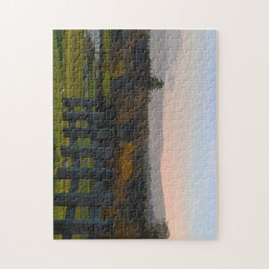 壮大なアイルランドの風景。湖への道 ジグソーパズル (縦)