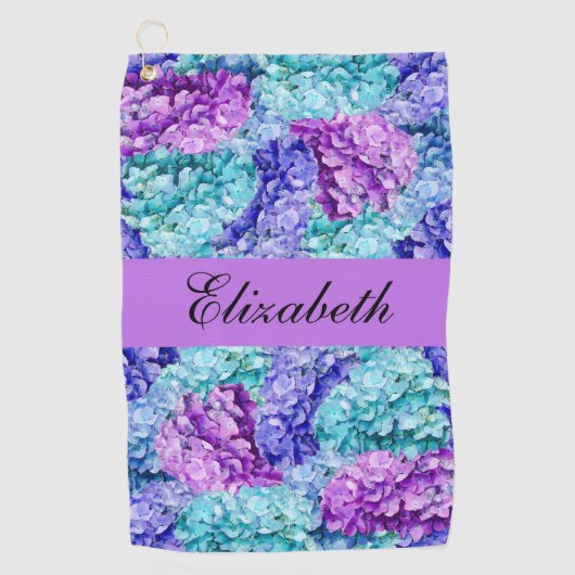壮大なアジサイの花、パーソナライズ可能 ゴルフタオル (正面)