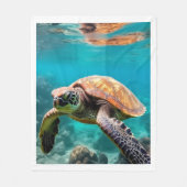 壮大なウミガメ 水中 海 フリースブランケット (正面)