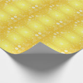 壮大なカッコいいクリスマスイエロースノーフレーク ラッピングペーパー (角)