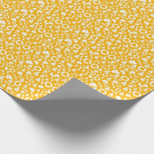 壮大なクリスマスイエローオーナメント ラッピングペーパー (角)