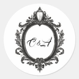壮大なクレストのモチーフ、カップルのモノグラム結婚、 ラウンドシール