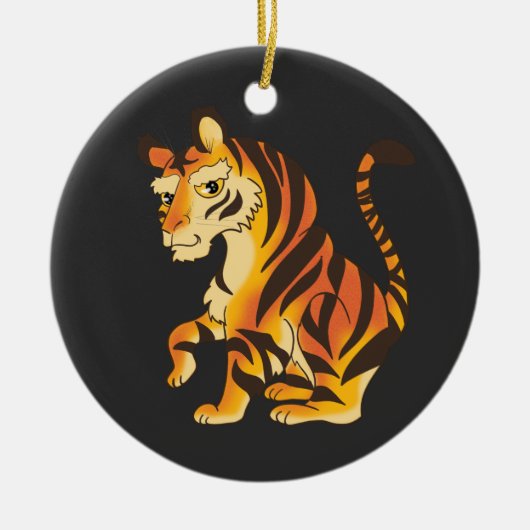 壮大なタイガーとオリエンタルドラゴン セラミックオーナメント (正面)