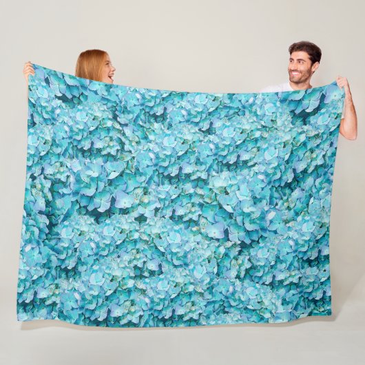 壮大なターコイズの紫陽花の花 フリースブランケット (インサイチュ)