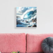壮大なターコイズブルーの大波が打ち寄せる キャンバスプリント (インサイチュ (リビング))