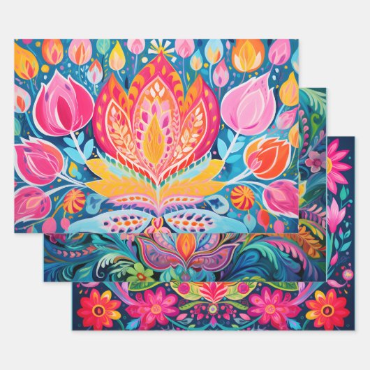 壮大なディワリ ラッピングペーパーシート (セット)