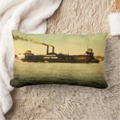 壮大なトランクの鉄道旧式なヴィンテージの郵便はがき ランバークッション (ブランケット)