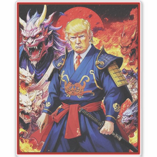 壮大なトランプサムライアニメ シール (正面)