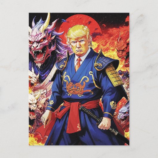 壮大なトランプサムライアニメ ポストカード (正面)