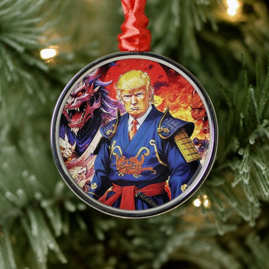 壮大なトランプサムライアニメ メタルオーナメント (ツリー)