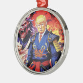 壮大なトランプサムライアニメ メタルオーナメント (左)