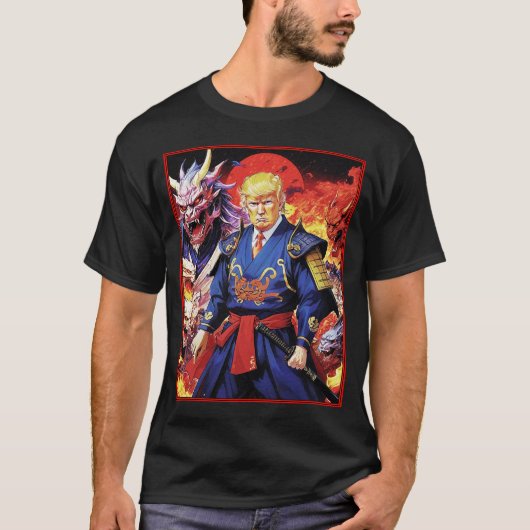 壮大なトランプサムライアニメ Tシャツ (正面)