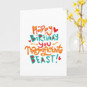 壮大なビーストおもしろい誕生日カード カード (黄色い花)