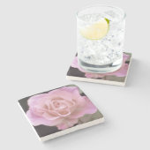 壮大なピンクのバラ ストーンコースター (横)